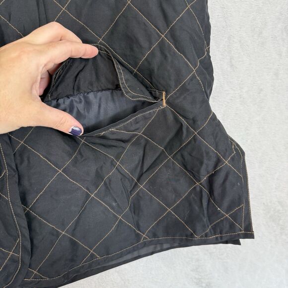 Vtg Hunt Club Silk Quilted Vest Womens Large Black Equestrian Barn Chore Preppy - Picture 3 of 15